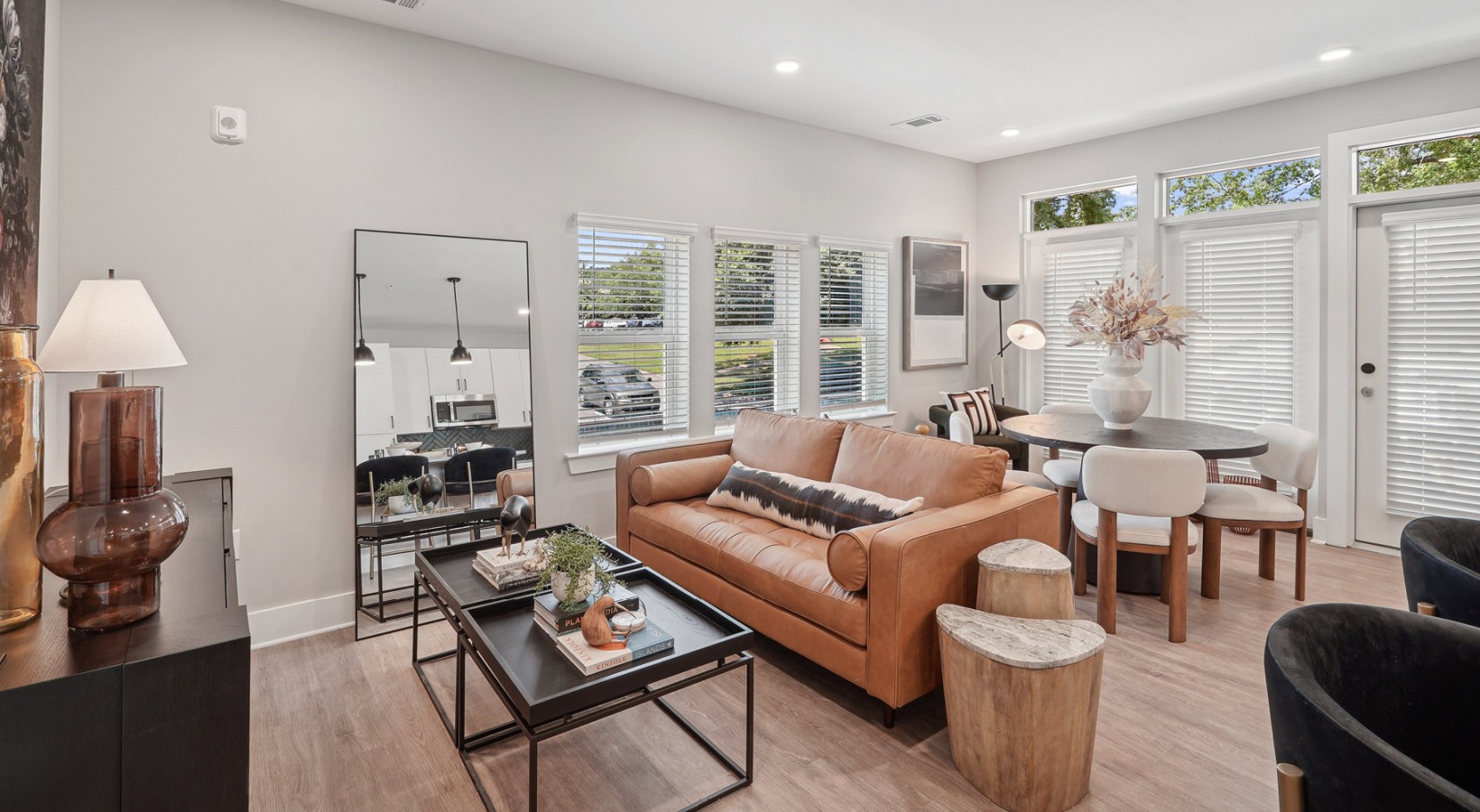 Open space living area with natural lighting
